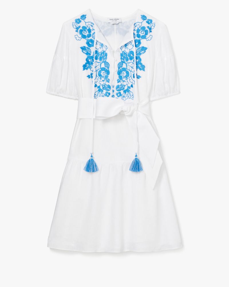 Shop Kate Spade Floral Embroidered Shirtdress In Fresh White