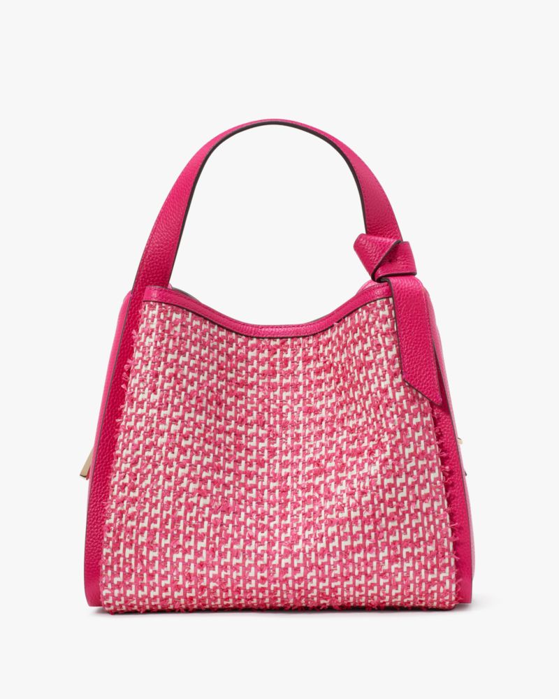 Shop Kate Spade Knott Raffia Tweed Medium Crossbody Tote In Wild Raspberry