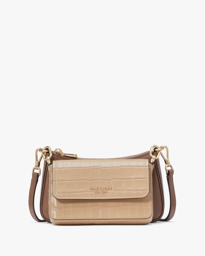 Double Up Croc Embossed Crossbody