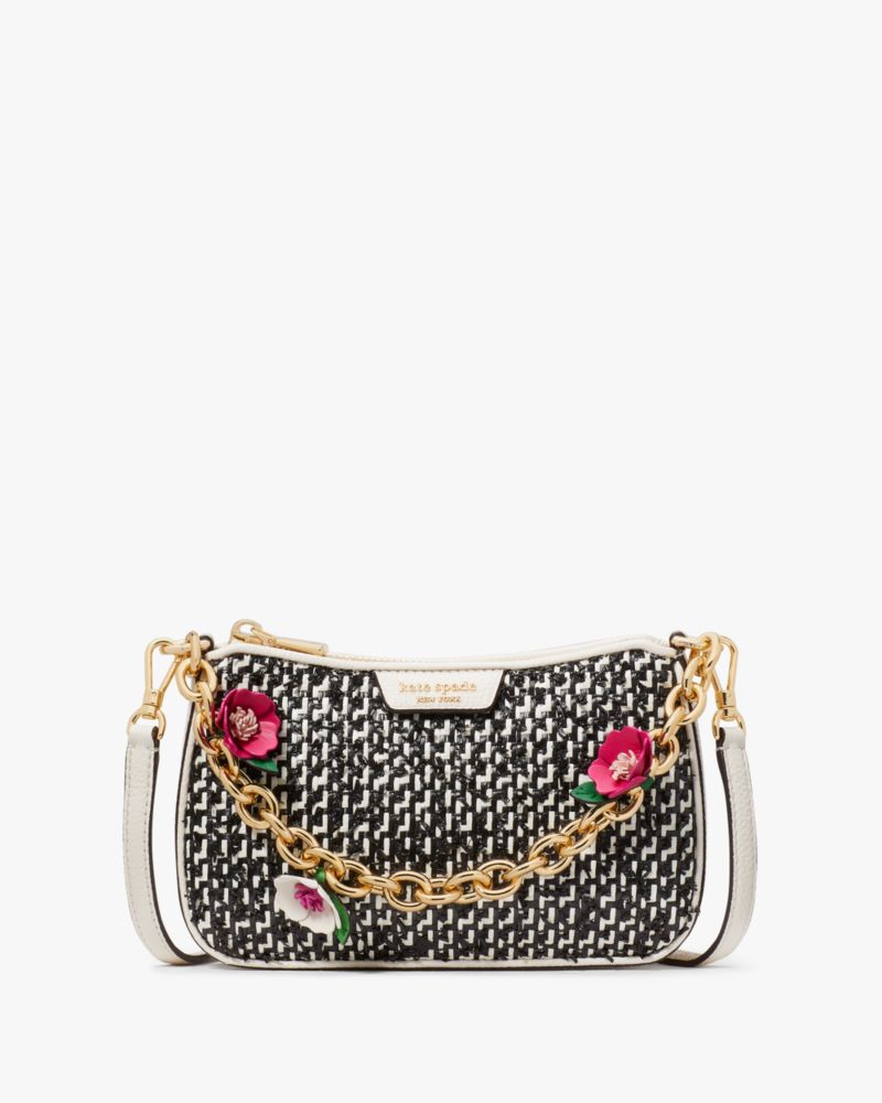 Shop Kate Spade Jolie Raffia Tweed Small Convertible Crossbody In Parchment