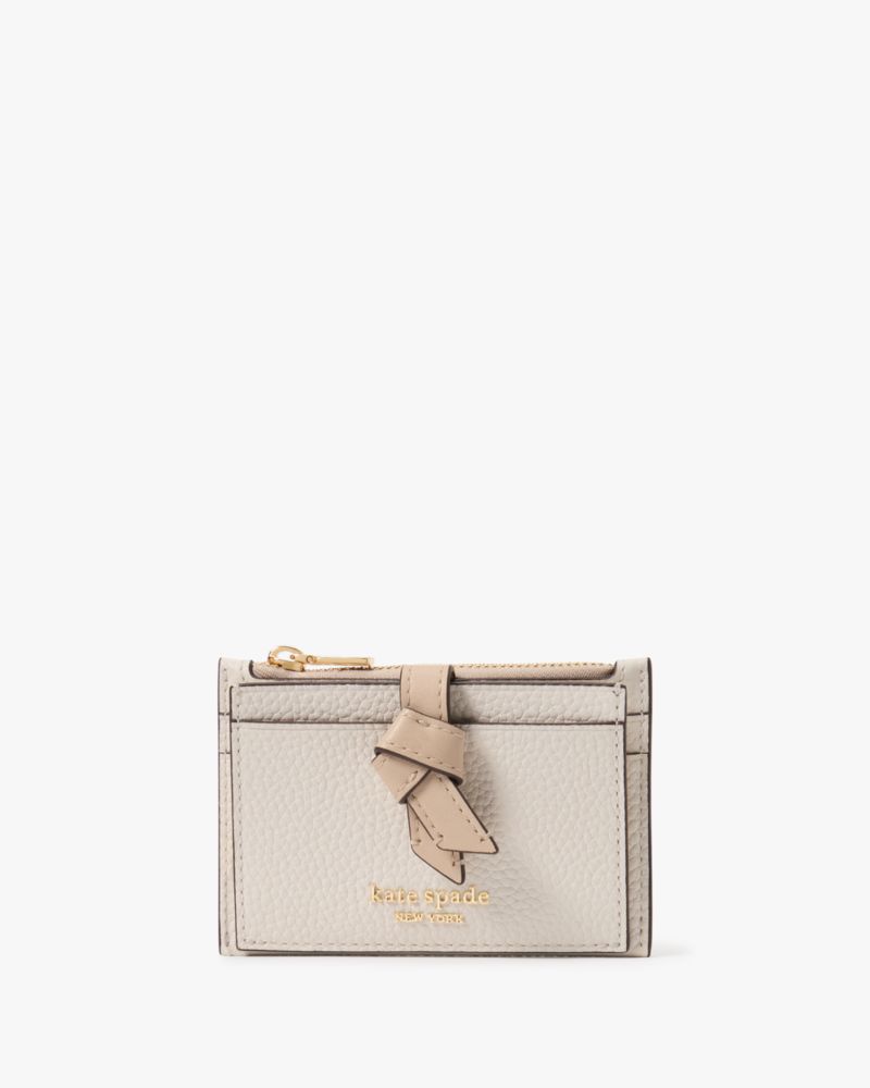 Kate Spade Knott Colorblocked Zip Card Holder In Light Cream