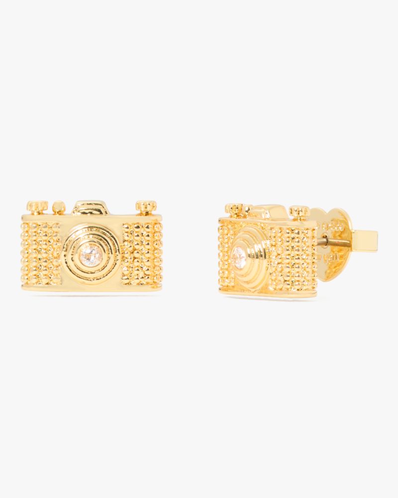 Shop Kate Spade Away We Go Camera Studs In Gold