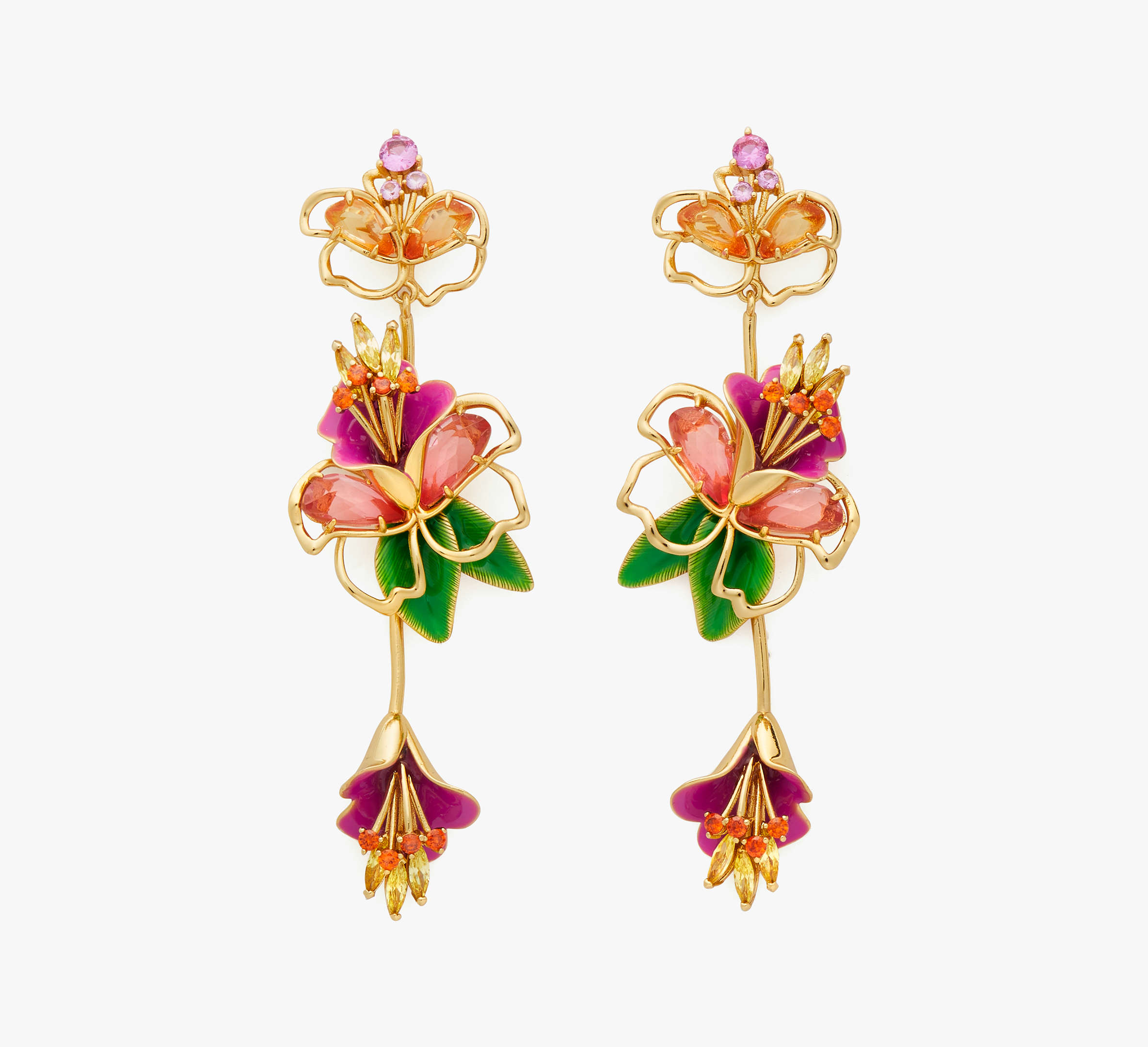 Shop Kate Spade Paradise Floral Linear Earrings In Multi