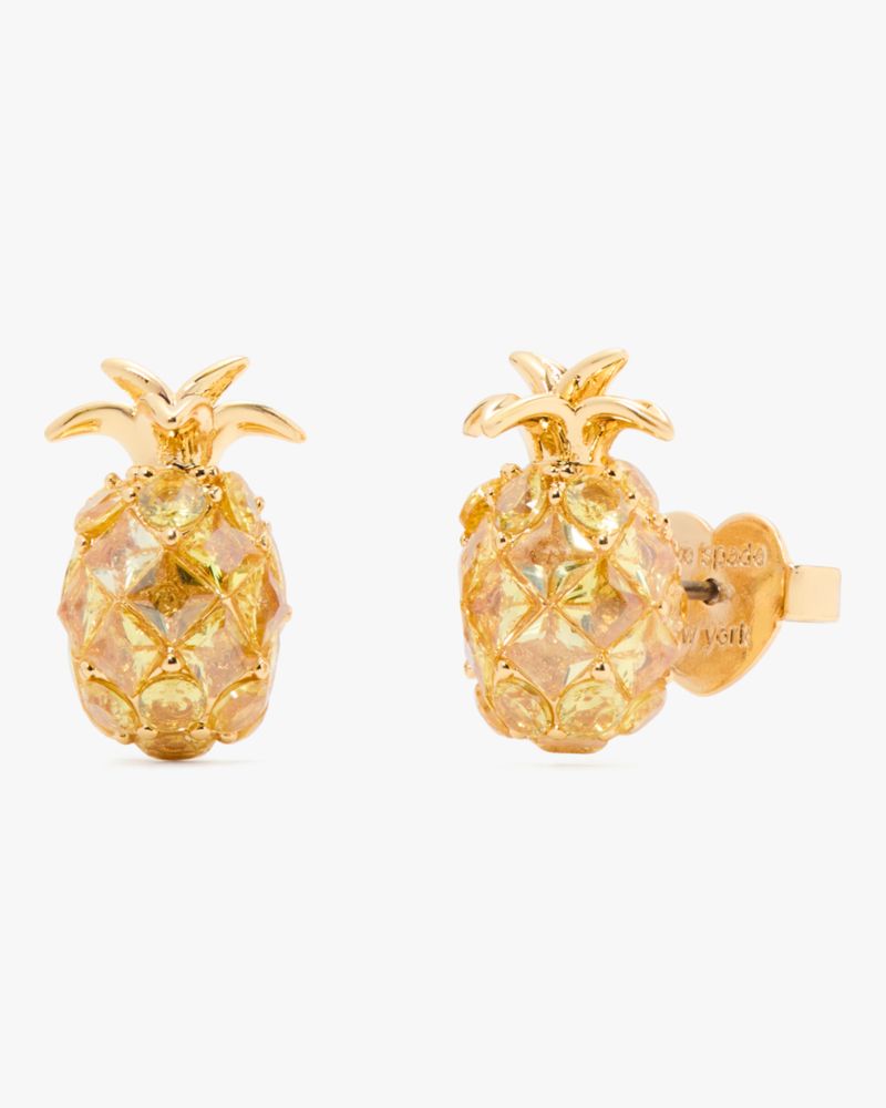 Shop Kate Spade Sweet Treasures Studs In Yellow Gold