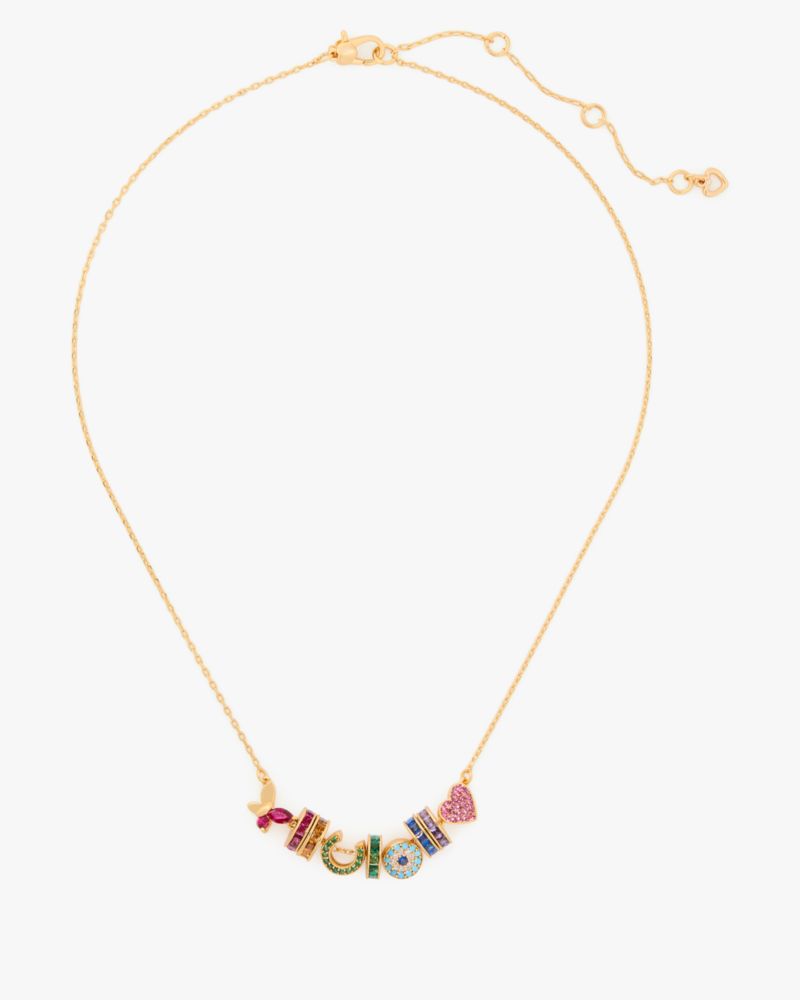 Shop Kate Spade Rainbow Joy Charm Necklace In Multi