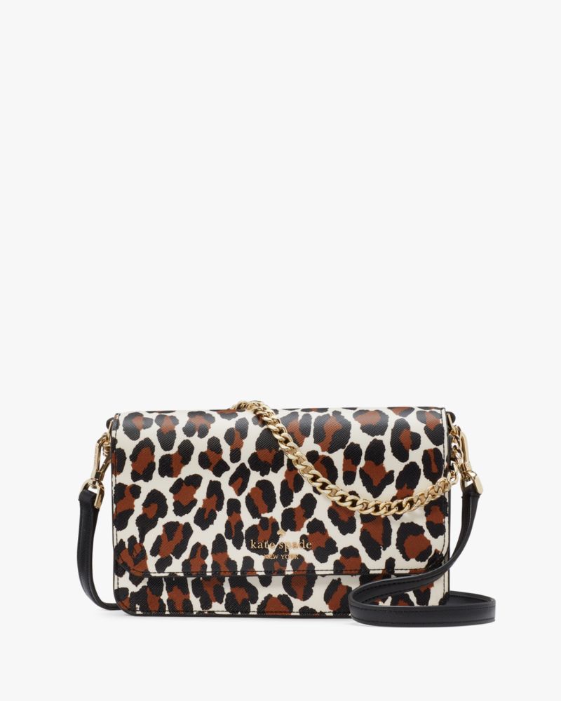 Kate Spade Madison Spotted Leopard Umhängetasche Aus Weide Mit Umschlag, Klein