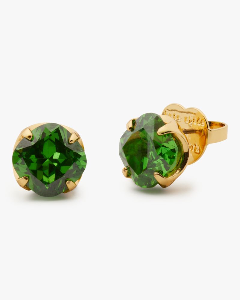 Shop Kate Spade Pop Of Joy 10mm Spade Flower Studs In Green/gold