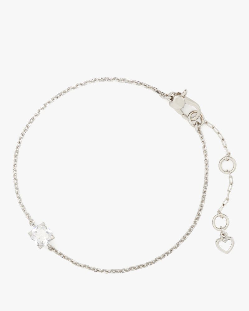 Shop Kate Spade Little Luxuries Solitaire Bracelet In Clear/silver