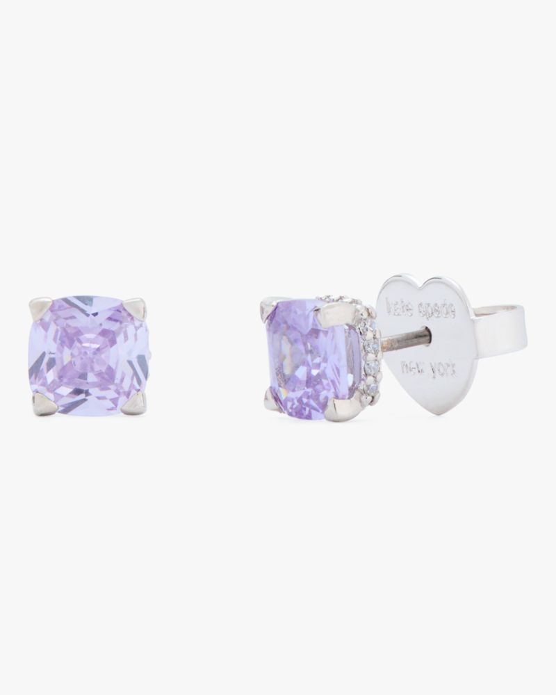 Shop Kate Spade Little Luxuries 6mm Square Studs In Lavendersilver