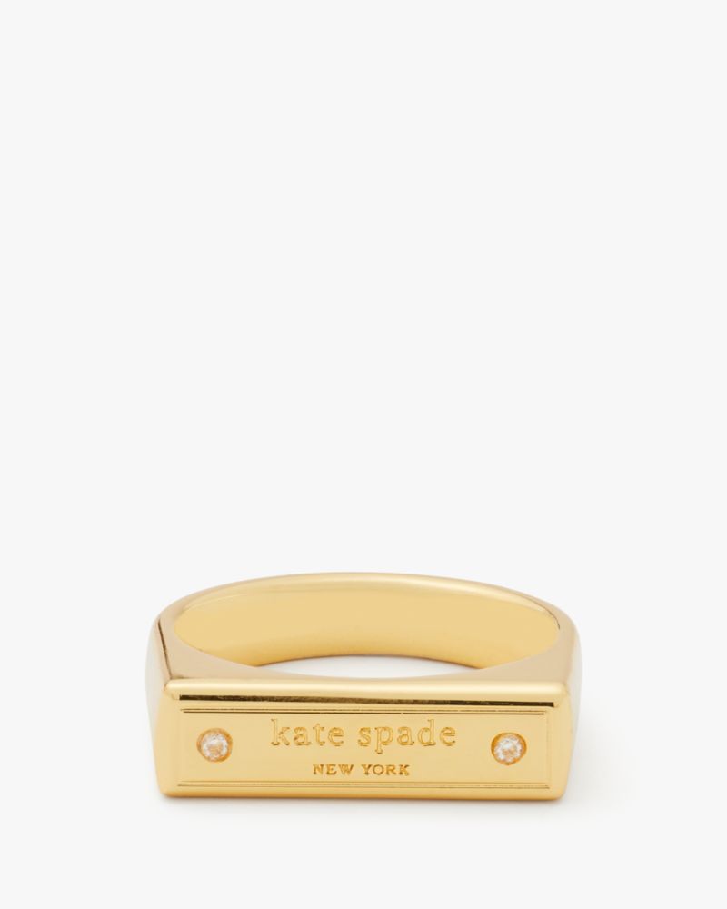 Kate Spade Sam Icon Bar Ring In Clear/gold