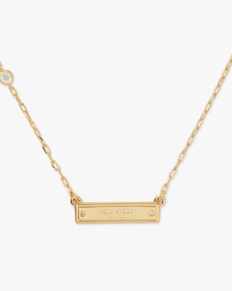 Kate Spade Sam Icon Bar Pendant In Clear/gold