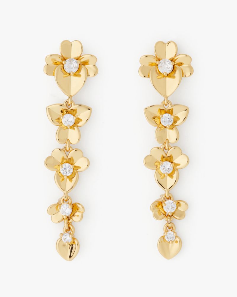 Kate Spade New York Precious Pansy Linear Drop Earrings In Gold