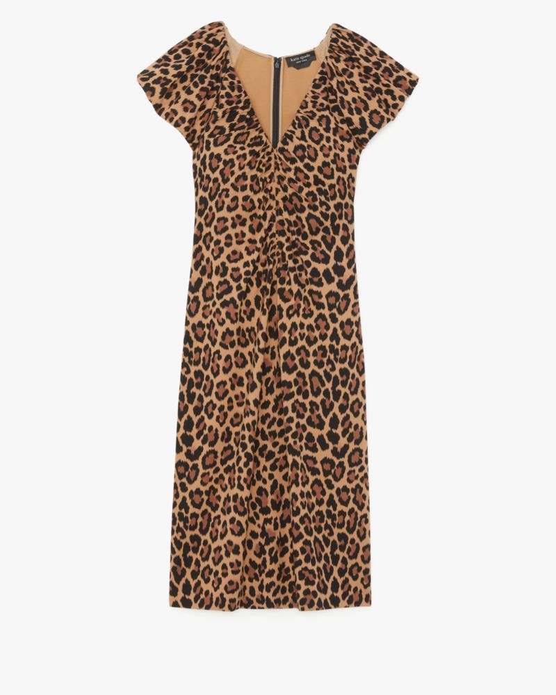 Classic Leopard Ruched Ponte Dress