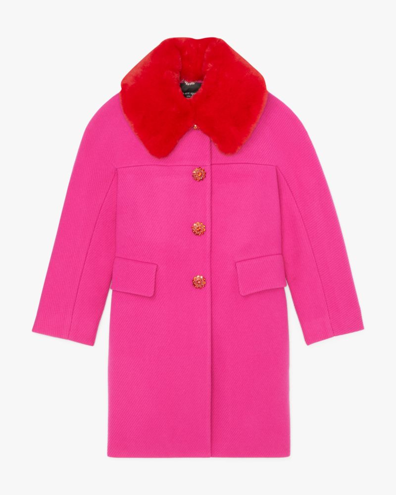 Kate Spade Women's Red Wool Blend Bal Collared Coat Size Large deals nnCL