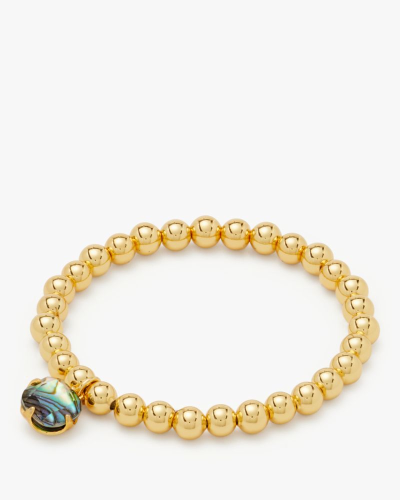 Kate Spade Pop Of Joy Spade Flower Stretch Bracelet In Abalone/gold