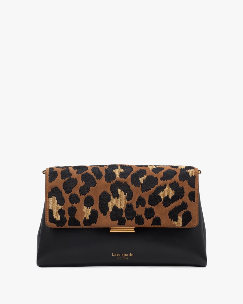 Grace Leopard Suede Clutch