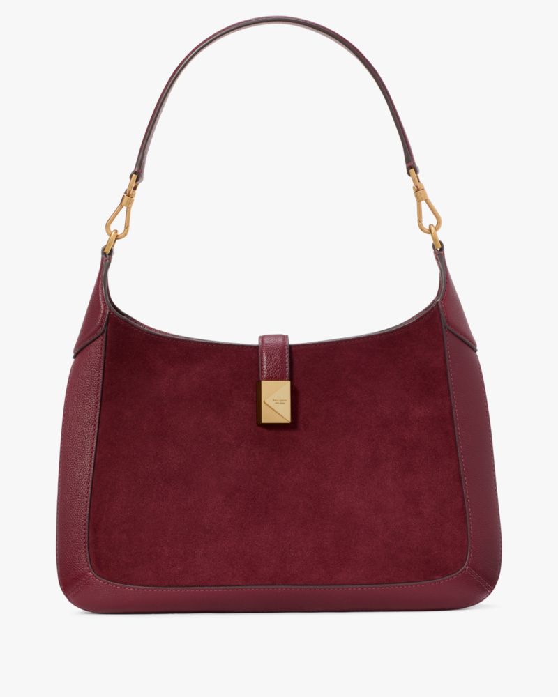 Deco Pebbled Leather & Suede Hobo Bag