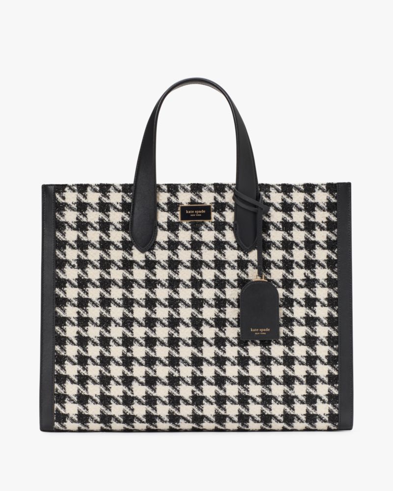 Manhattan Houndstooth Tweed Large Tote