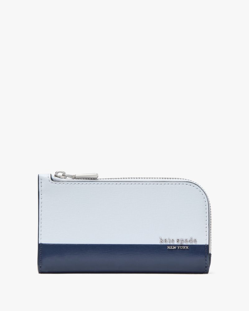 Kate Spade Devin Colorblocked Small Slim Bifold Wallet In Pale Sapphirine