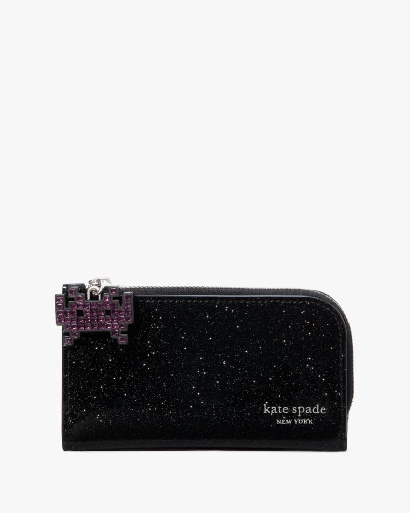 Space Invaders X Kate Spade New York Glitter Patent Small Slim Bifold Wallet