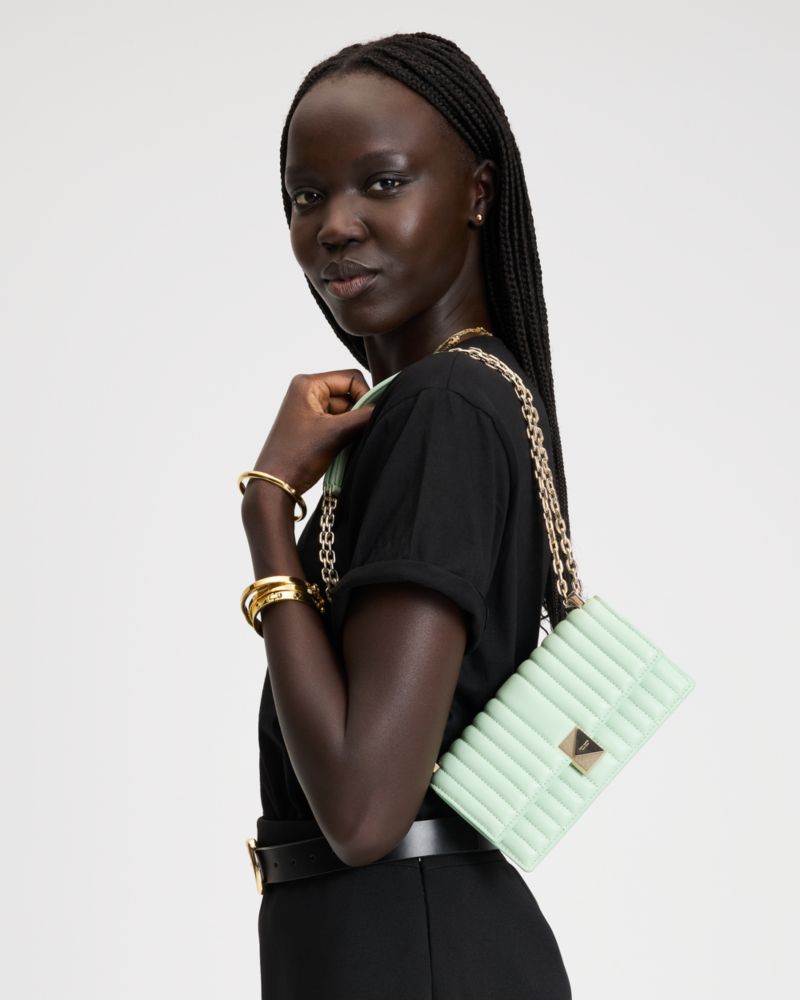 Kate Spade Deco Quilted Mini Flap Chain Crossbody In Pistachio Ice