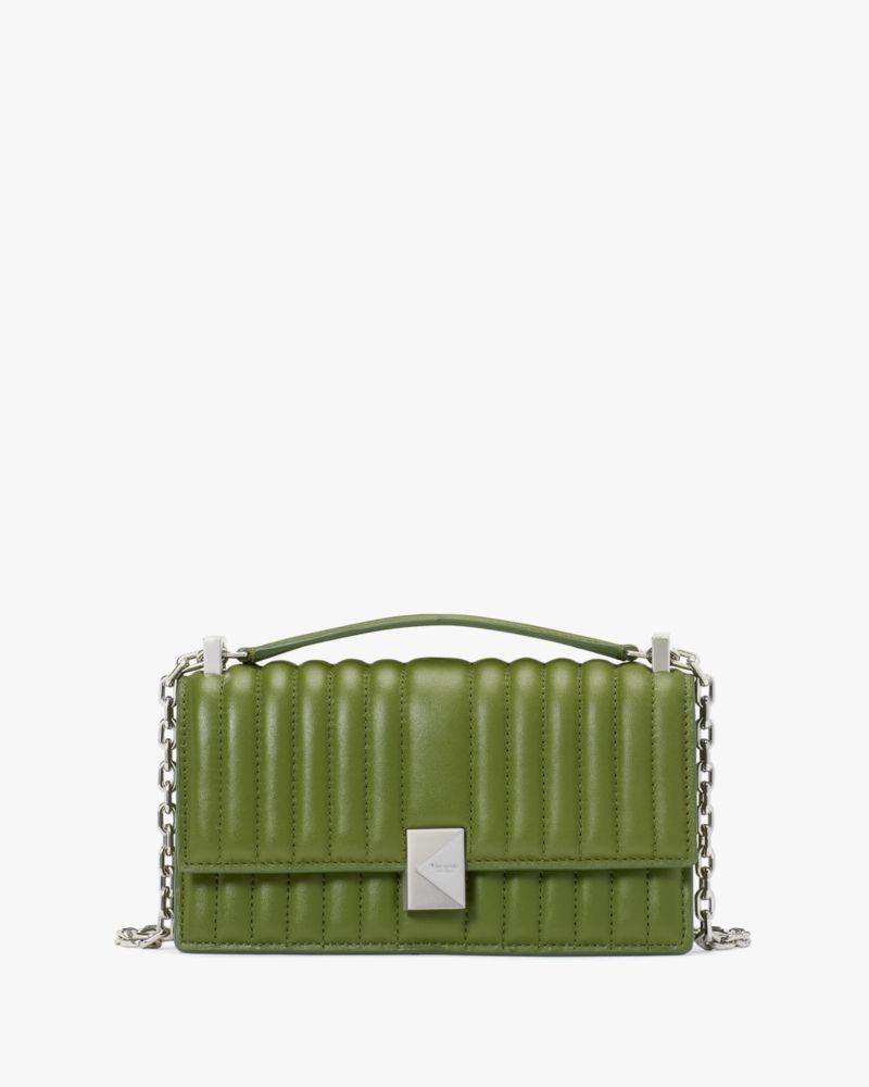 Kate Spade Deco Quilted Mini Flap Chain Crossbody In Jungle Vine