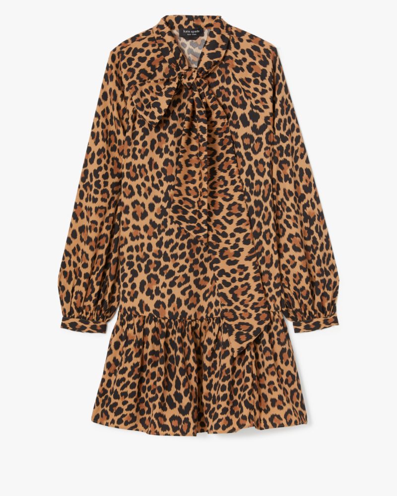 Classic Leopard Tie-neck Dress