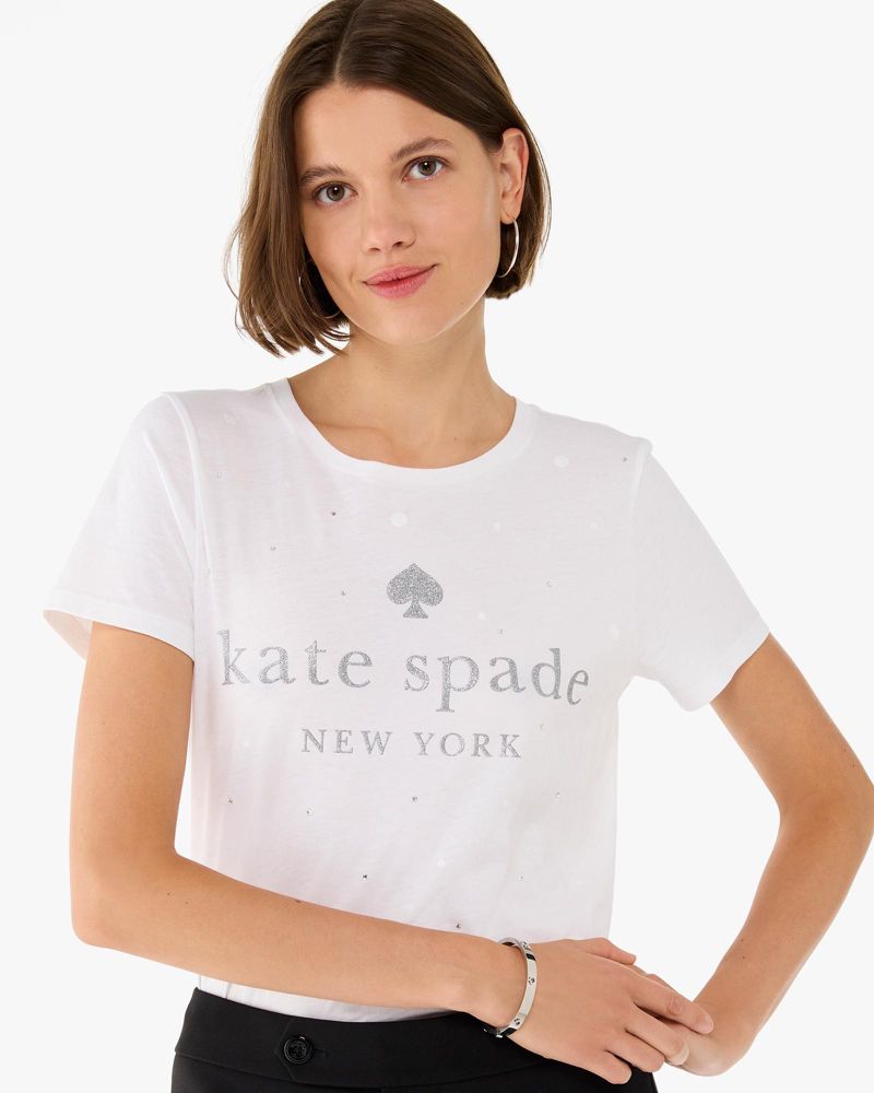 Kate Spade Glitter Embellished T-Shirt Mit Logo