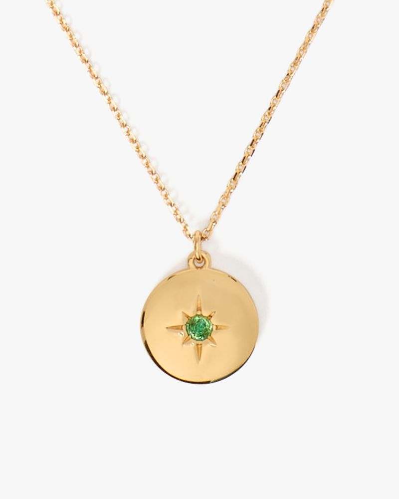 Kate Spade The Color Spark Collection Green Joy Medallion Necklace In Green/gold