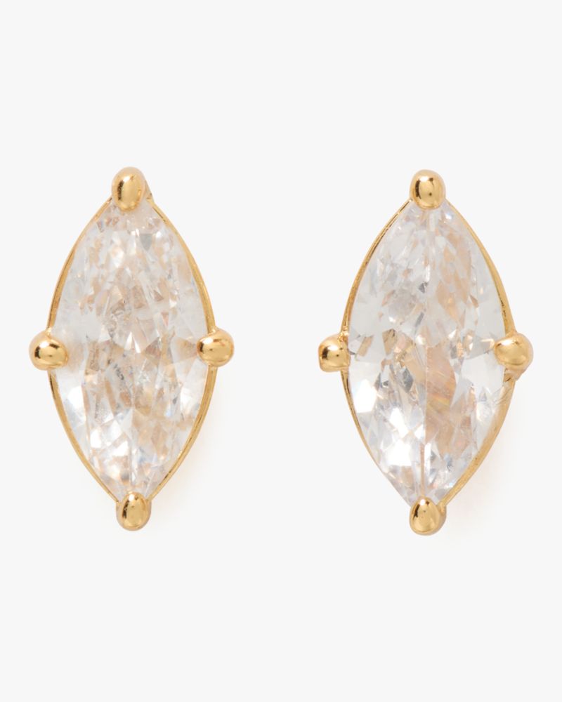 Kate Spade Signature Solitaire Studs In Clear/gold