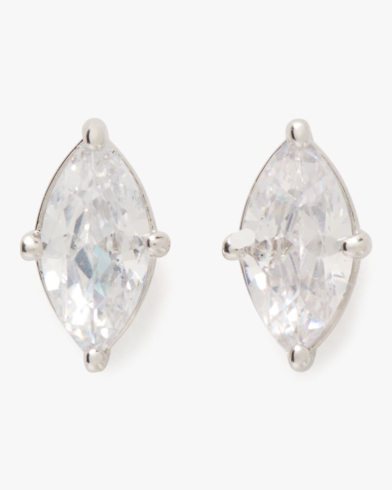 Kate Spade New York Marquise Cut Solitaire Stud Earrings In Clear/silver