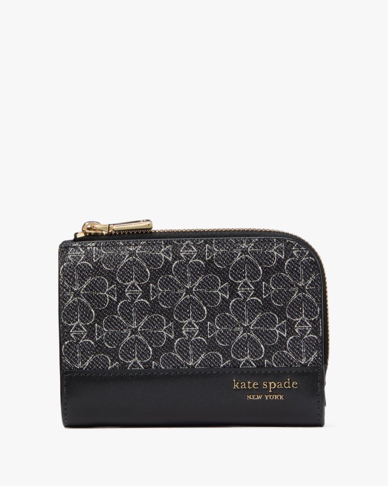 Kate Spade Spade Flower Small Compact Wallet In Black