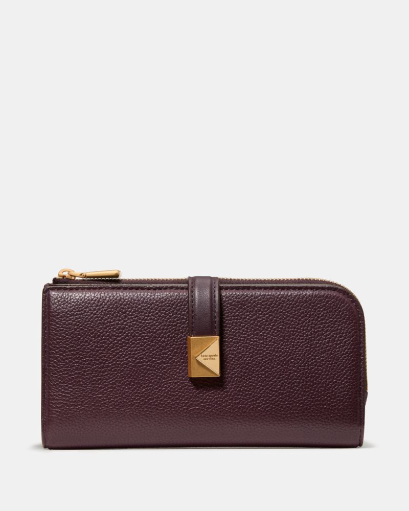Kate Spade Deco Zip Slim Wallet In Brown