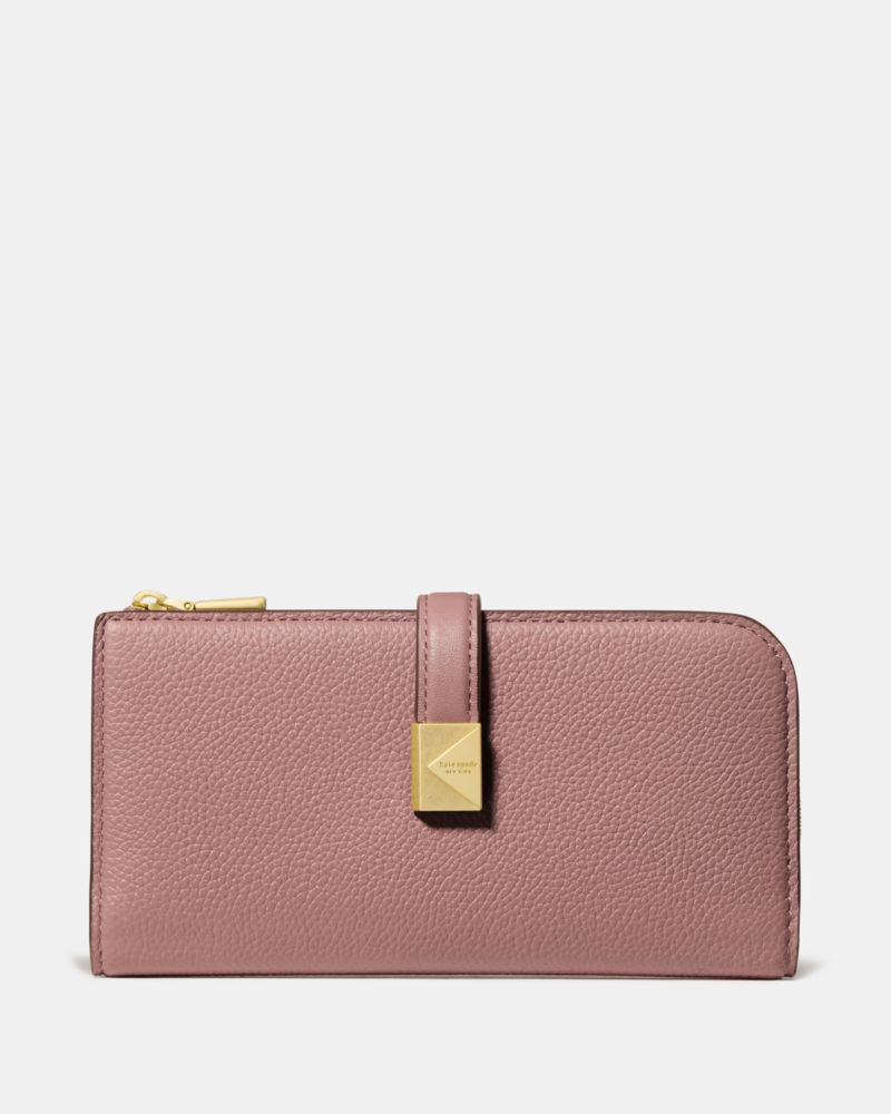 Kate Spade New York Deco Pebbled Leather Zip Wallet In Pink