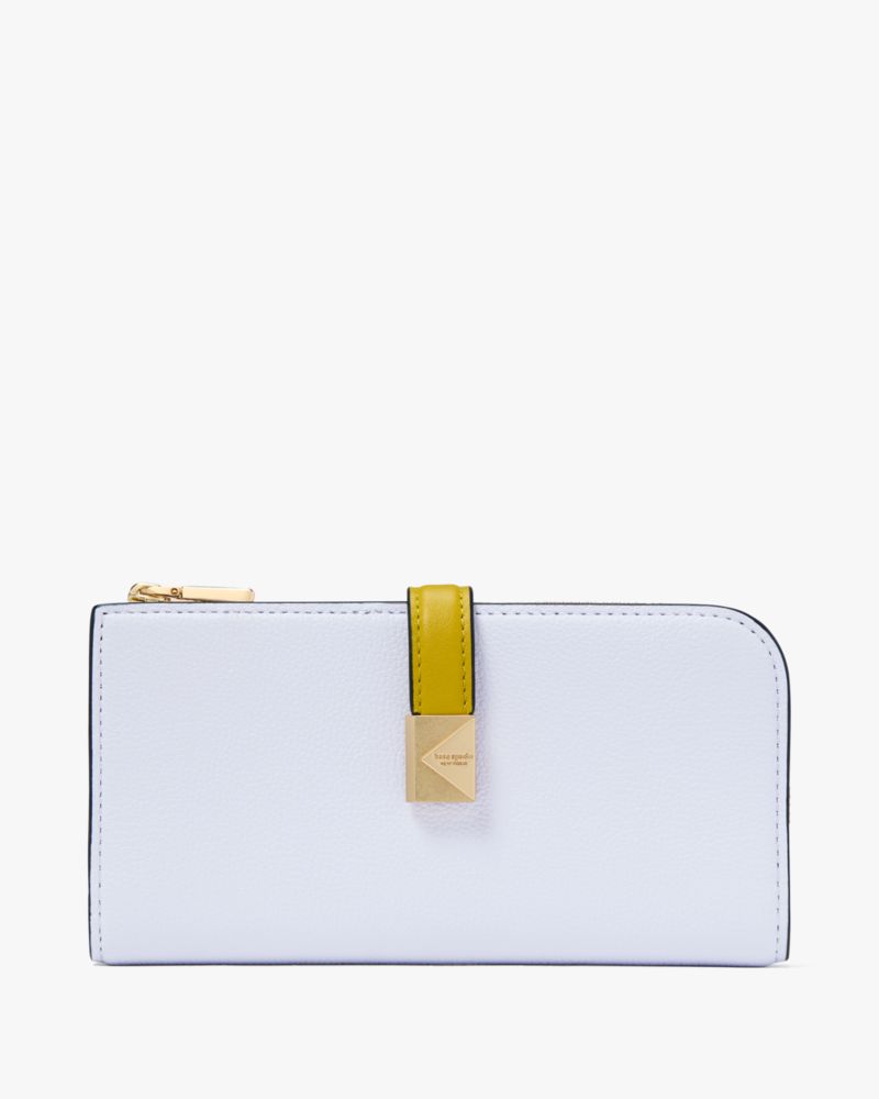 Kate Spade Deco Colorblocked Zip Slim Wallet In Pale Sapphirine
