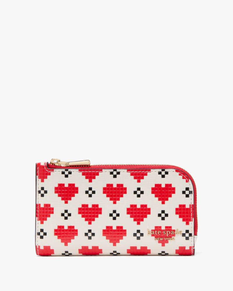 Devin Pixel Hearts Small Slim Bifold Wallet