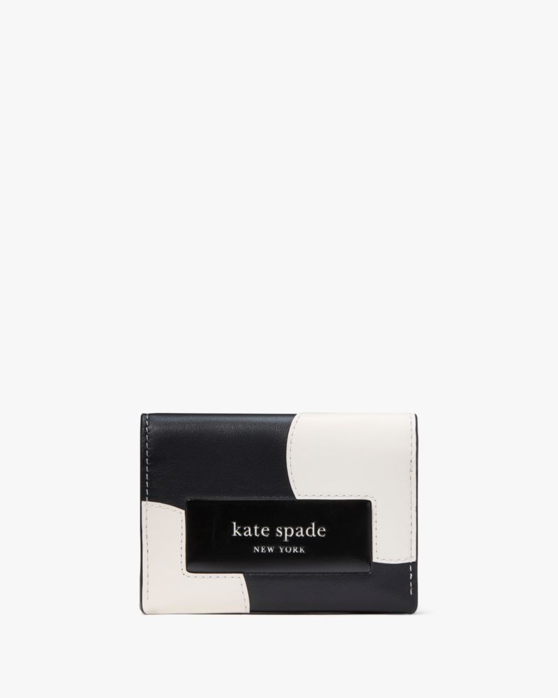 Label Dot Applique Card Case Trifold Wallet