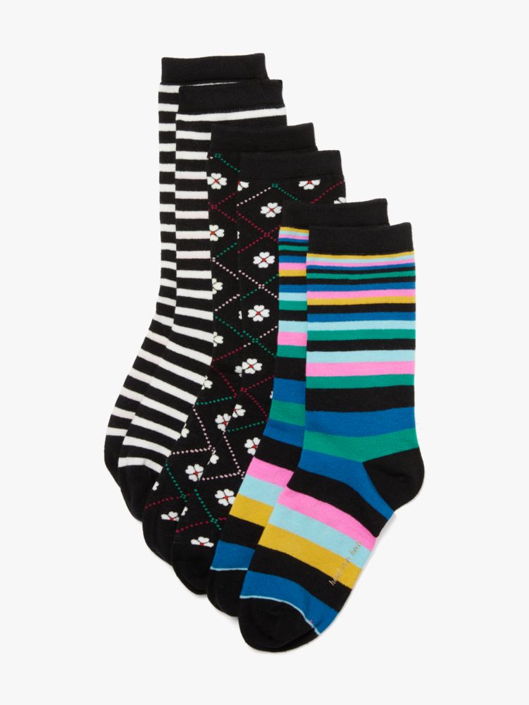 Enchanted Stripe 3 Pack Crew Socks | Kate Spade New York