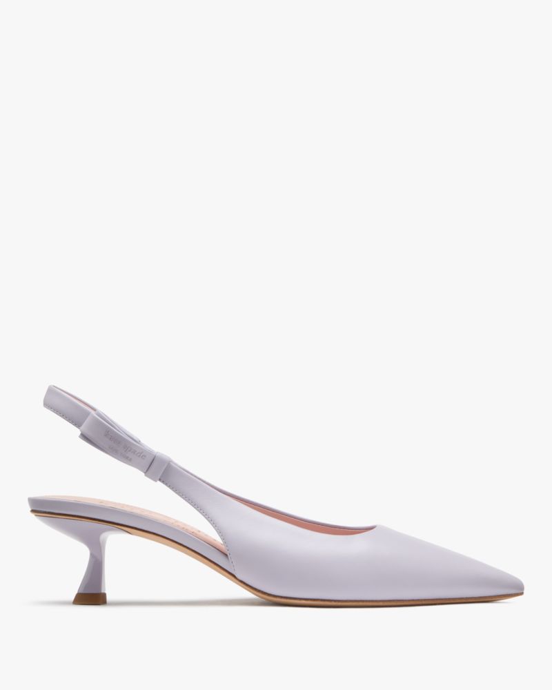 Kate Spade Riley Slingback Smooth Leather Kitten Heel In Lavender Cream