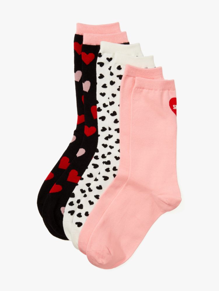 Hearts 3 Pack Crew Socks | Kate Spade New York