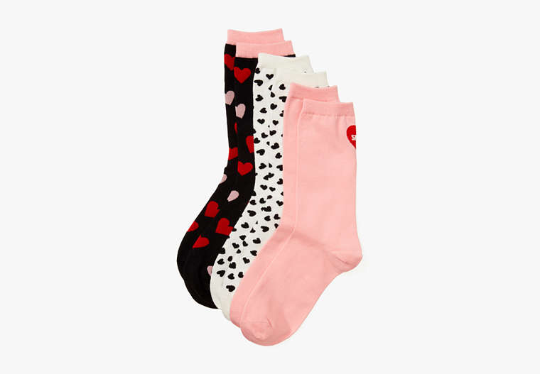 Hearts 3-pack Crew Socks, Opal, Product image number 0