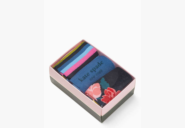 Floral 3-pack Crew Socks, Opal_, Product image number 0