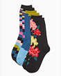 Floral 3-pack Crew Socks, BALTIC SEA MULTI, Product