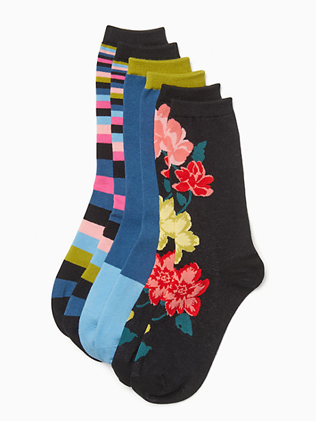 floral 3-pack crew socks