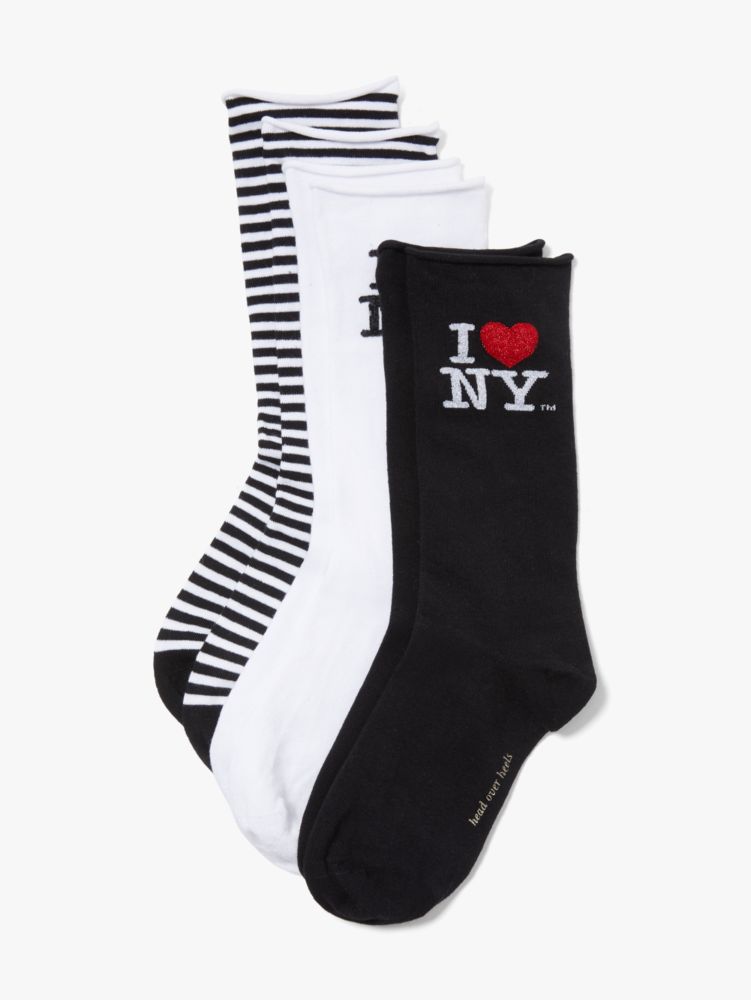 I Love Ny X Kate Spade New York 3 Pack Crew Socks, Opal, ProductTile