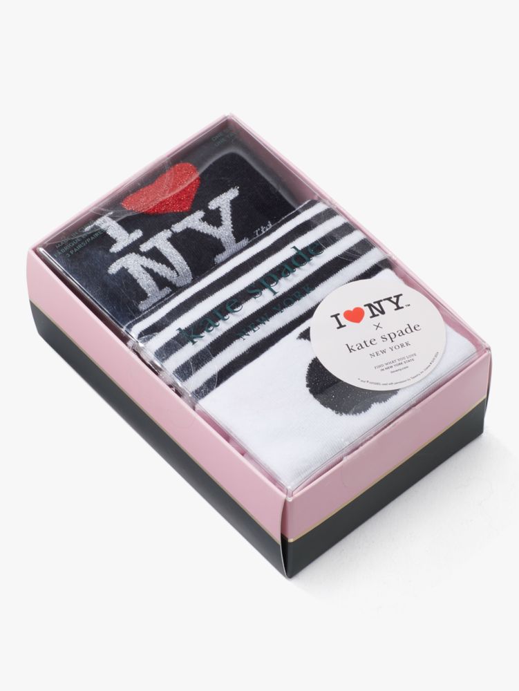 I Love Ny X Kate Spade New York 3 Pack Crew Socks, Opal, Product