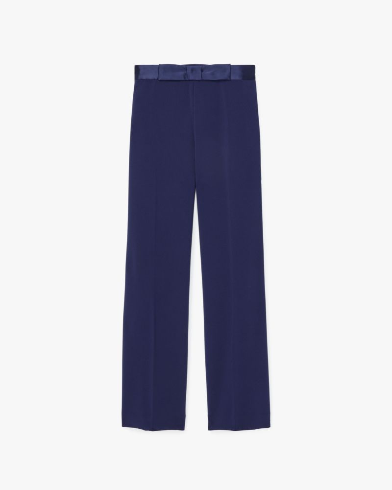 Kate Spade Straight Leg Bow Pants In Planetary Navy