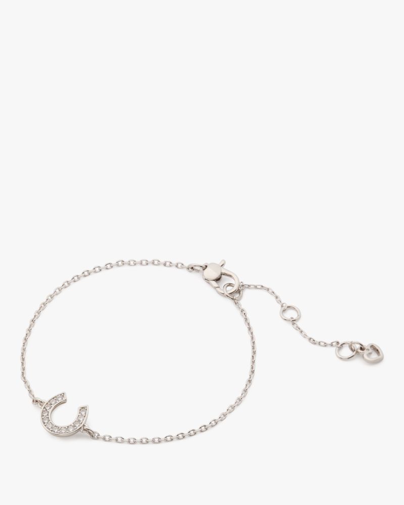 Kate Spade Lucky Charm Pavé Horseshoe Solitaire Bracelet In Silver