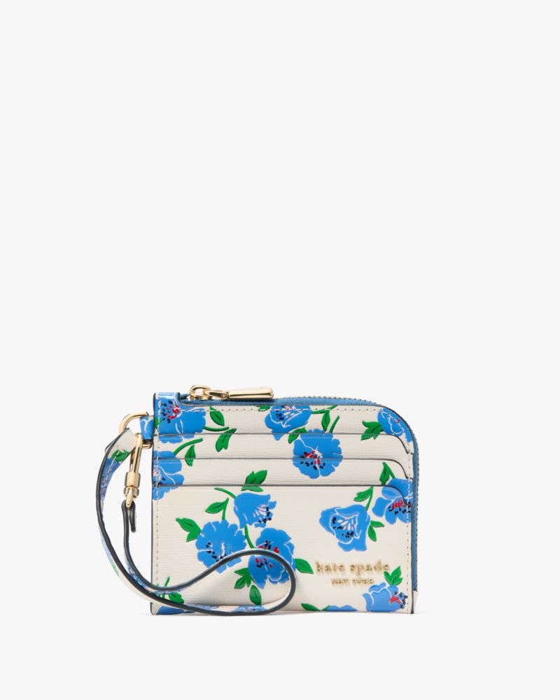 Shop Kate Spade Devin Springtime Card Case Wristlet In Cream