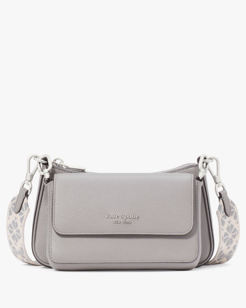 Kate Spade Double Up Webbed Strap Crossbody In Nimbus Grey
